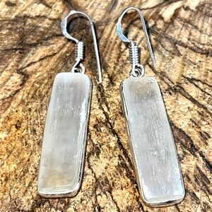 Rectangular Desert Rose Selenite Earrings 2”